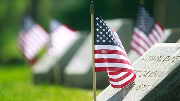 Military Grave with US Flag