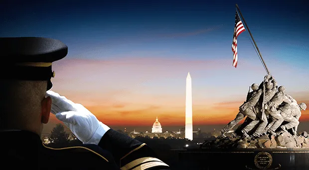 Saluting American Flag